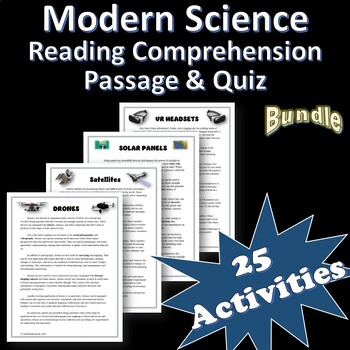 Preview of Modern Science Comprehension Passage & Activity Bundle | Editable