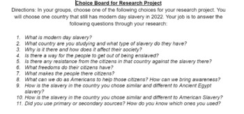 Preview of Modern Slavery Choice Board