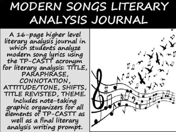 Preview of Modern Songs Literary Analysis Journal