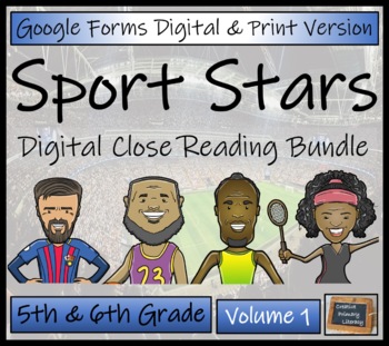 Preview of Sport Stars Volume 1 Close Reading Bundle | Digital & Print | 5th & 6th Grade