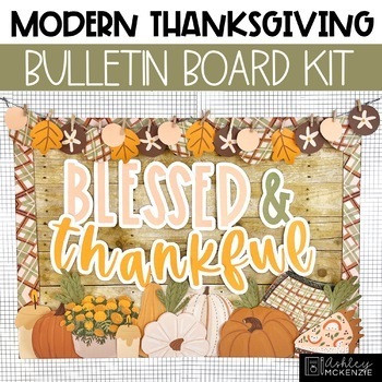 Preview of Modern Thanksgiving Bulletin Board Kit