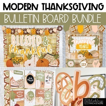 Preview of Modern Thanksgiving Classroom Decor Bundle