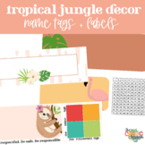 Modern Tropical Jungle Name Tags and Pencil Box Labels