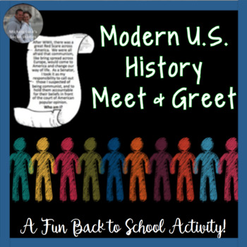 Preview of Modern U.S. History Find Someone Who First Day of School or Review Activity CCSS