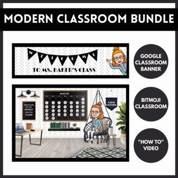 Preview of Distance Learning | Modern Virtual Bitmoji Classroom Bundle
