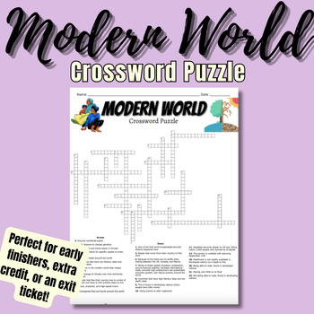 Modern World Crossword Puzzle 24 Terms Key Included by Wanderlust