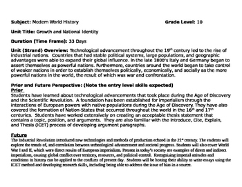 Preview of Modern World History Thematic Unit Plan! Essential Questions, Big Ideas & more