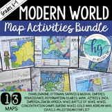 Modern World Map Activities Bundle for World History Lesso