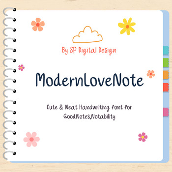 Preview of ModernLovenote Neat Handwriting font, Neat font, iPad font goodnotes, Neat hand