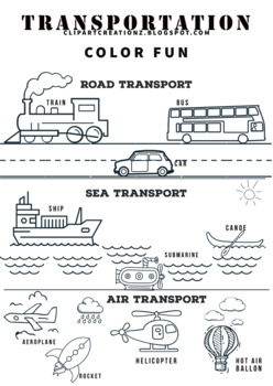 Preview of Modes of Transport Coloring Clipart