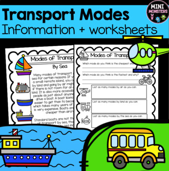Preview of Modes of Transport Worksheets