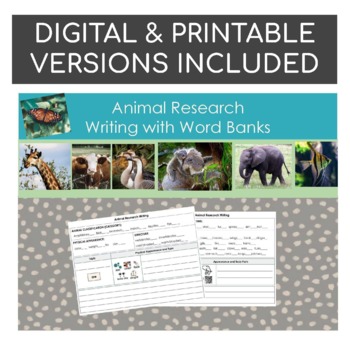Preview of Modified Animal Research Writing with Word Banks