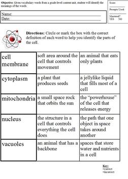 Preview of Modified Cell Vocabulary; Special Ed; Multiple Choice