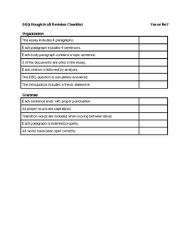 Preview of Modified DBQ Essay Checklist