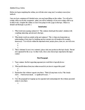 Preview of Modified Essay Outline Template