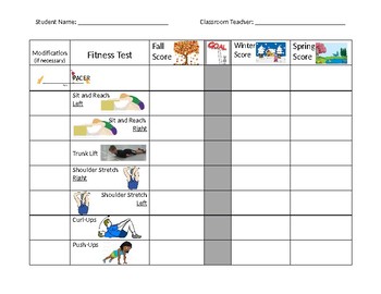 Physical education fitnessgram score sheet