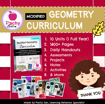 Preview of Modified Geometry Curriculum (10 Units - 1 Year) Ultimate Bundle with Links