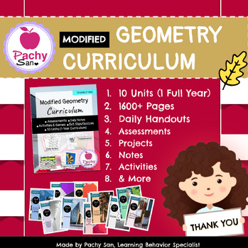 Preview of Modified Geometry Curriculum (10 Units - 1 Year) PDF