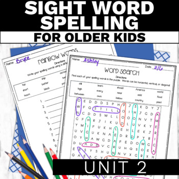 Preview of Sight Word Activities for Special Education Sight Word Spelling Practice Unit 2