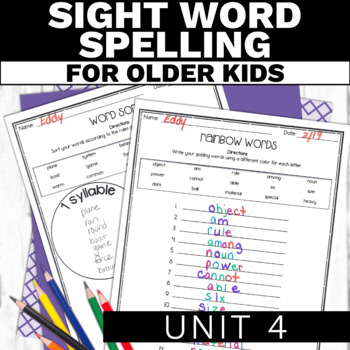 Preview of Sight Word Activities for Special Education Sight Word Spelling Practice Unit 4