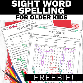 Preview of Sight Word Activities for Special Education Sight Word Spelling Practice Freebie