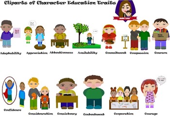 Preview of Modified Lessons Clipart of  Character Education Traits (1-13)