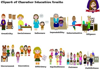 Preview of Modified Lessons Clipart of  Character Education Traits (14-25)