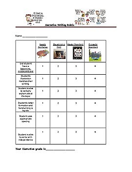 Preview of Modified Narrative Writing Rubric