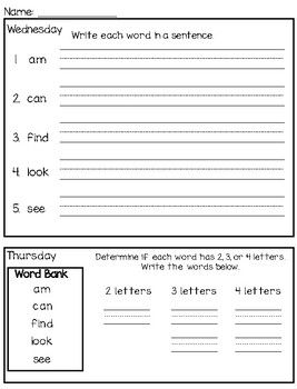 Modified Phonics Homework by A Love for Teaching | TPT
