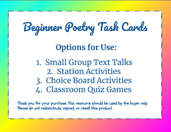 Preview of Modified Poetry Task Cards