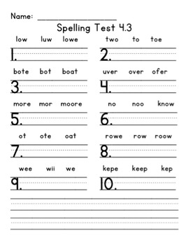 Differentiated Spelling Tests for First Grade Reading ...
