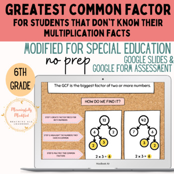 Preview of Modified for Special Education - GCF (for those who don't know their math facts)