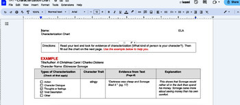 Preview of ModifiedCharacterization Chart- ELA/Guided Reading - RACE- Textual Evidence