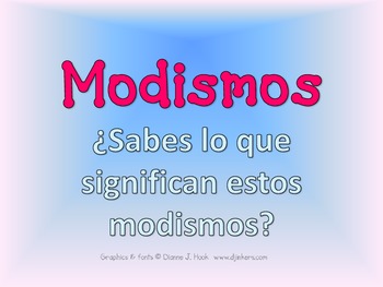 Preview of Spanish Idioms (Modismos)