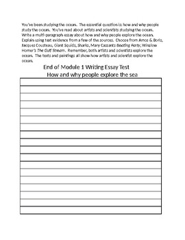 Preview of Module 1 Wit & Wisdom Grade 3 End of Module Writing Test