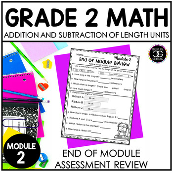 Preview of Grade 2 Math Add and Subtract Length Units Module 2 Assessment Review