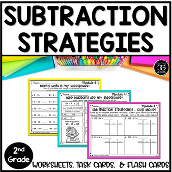 Preview of Grade 2 Math Two and Three Digit Subtraction Strategies Worksheets and Games