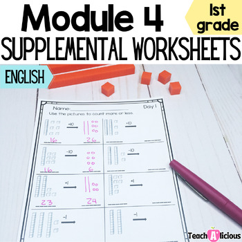 Preview of Module 4 Math Worksheets | Add and Subtract within 40 | Place Value | Print & Go