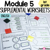 Module 5 Math Worksheets | Geometry and Telling Time | Print & Go