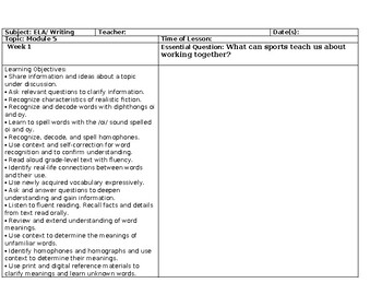 Preview of Module 5 Week 1 HMH Complete lesson plan with small group