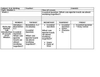 Preview of Module 5 Week 3 HMH Lesson plan with Small group