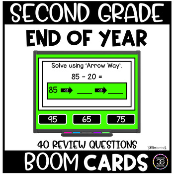 Preview of Grade 2 Math End of Year Assessment Review BOOM™ Cards