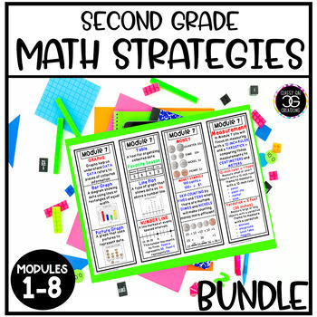 Preview of Grade 2 Math Addition and Subtraction Strategy Bookmarks Module 1-8 BUNDLE