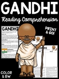 Mohandas Gandhi Biography Reading Comprehension Worksheet