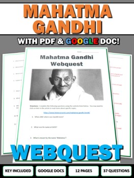 Preview of Gandhi - Webquest with Key (Google Doc Included)