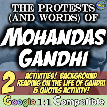 Preview of Mohandas Mahatma Gandhi Activity | Background Reading + Gandhi Quotes Activity