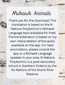 Preview of Mohawk Animals Six Nations Kanyen'kehà:ka