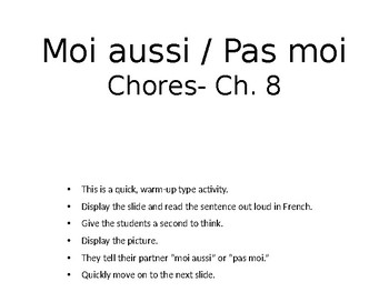 Moi Aussi Pas Moi Chores By Jennifer Herndon Tpt