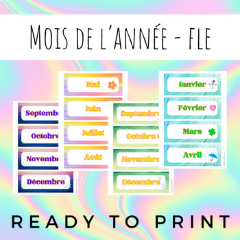 Preview of Mois de l'annee en francais calendrier scolaire FLE en francais