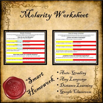 Preview of Molarity Worksheet Distance Learning